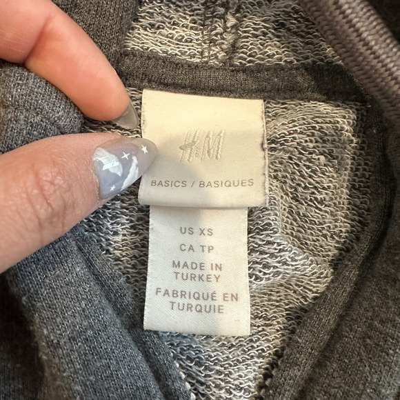 H&M Basics Women's‎ Gray Full Zip Jacket Hooded Drawstring Long Sleeve Size XS - Picture 4 of 8